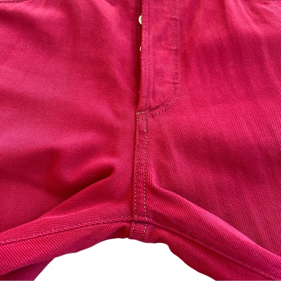 Citizens of Humanity Liya High Rise Classic Fit Crop Red Jeans w Distressed Knee - Picture 7 of 16